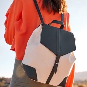 Deux Lux backpack fabric faux leather bag cream